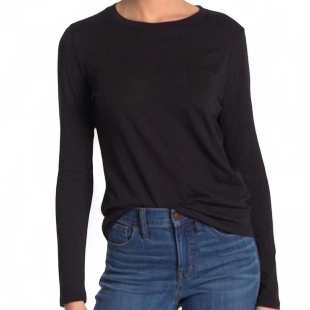 Madewell Black Long Sleeve Pocket Tee Size 3X